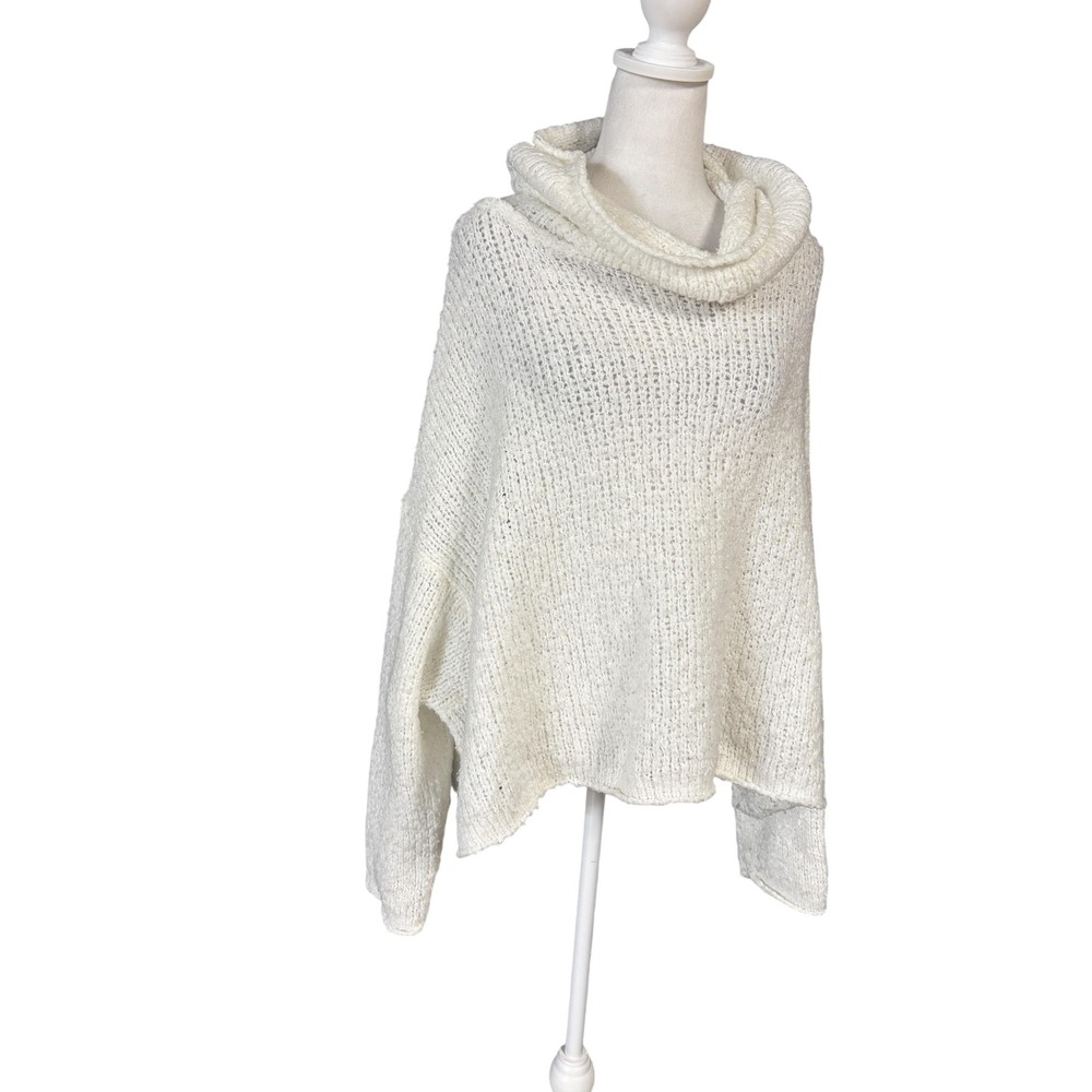 Free People Womens Sweater S White Cowl Neck Oversized Chunky Knit Pullover